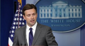 WASHINGTON, DC - AUGUST 29:  White House Principal Deputy Press Secretary Josh Earnest answers questions during the daily media briefing in the Brady Press Briefing Room at the White House August 29, 2013 in Washington, DC. Earnest fielded questions from reporters about the Obama Administration's stance and response to the alleged use of chemical weapons in Syria.  (Photo by Chip Somodevilla/Getty Images)